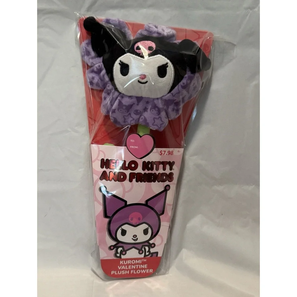 Hello Kitty &‎ Friends Kuromi Valentine's Day Plush Flower w/ Bendable Stem New